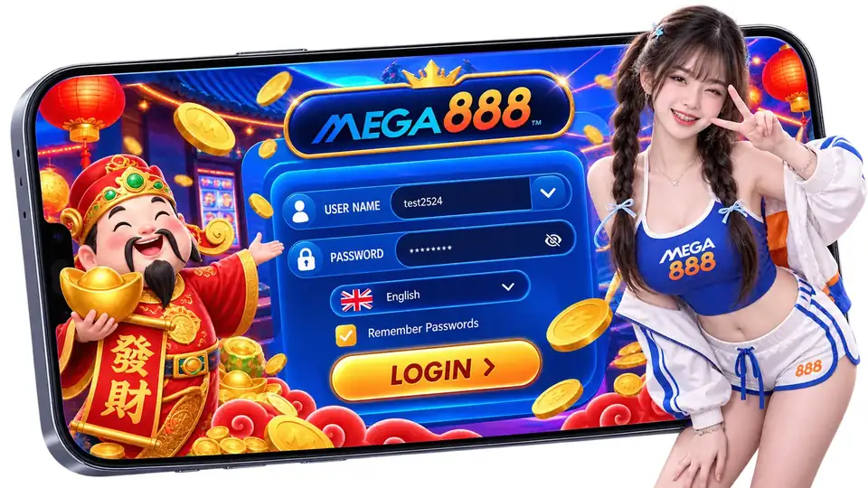 Gerbang login MEGA888 pada telefon